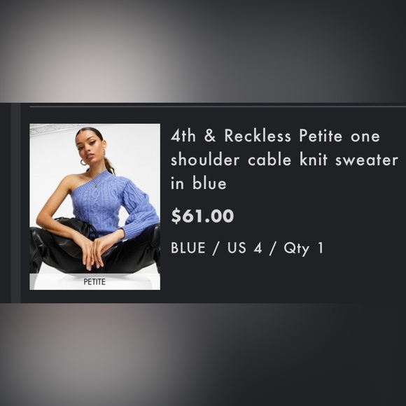 4th and reckless one shoulder sweater - Picture 4 of 4